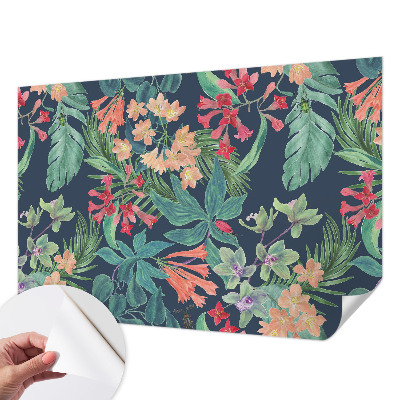 3D photo wallpaper mural with a tropical flowers design
