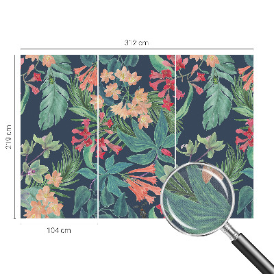 3D photo wallpaper mural with a tropical flowers design