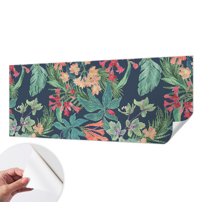 3D photo wallpaper mural with a tropical flowers design
