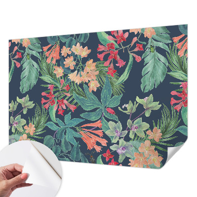 3D photo wallpaper mural with a tropical flowers design