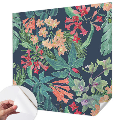 3D photo wallpaper mural with a tropical flowers design