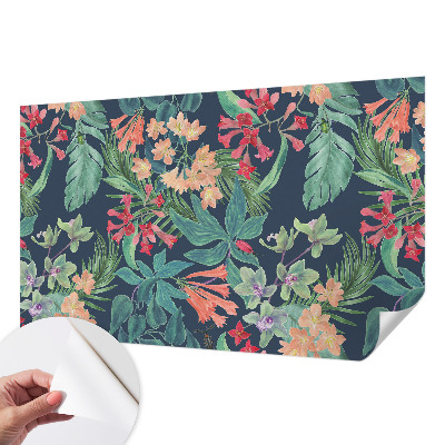 3D photo wallpaper mural with a tropical flowers design