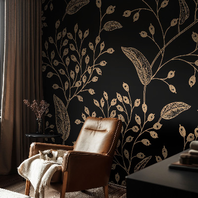Baby room wall mural with a botanical elegant design