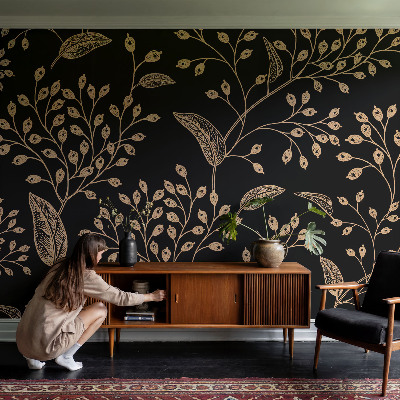 Baby room wall mural with a botanical elegant design
