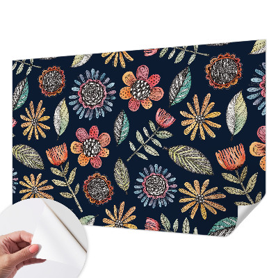 Peel and stick wall mural with a floral mosaic design