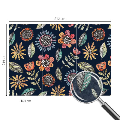 Peel and stick wall mural with a floral mosaic design