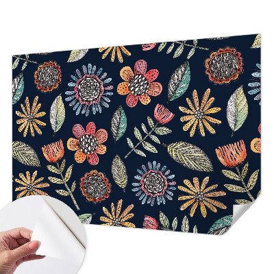 Peel and stick wall mural with a floral mosaic design