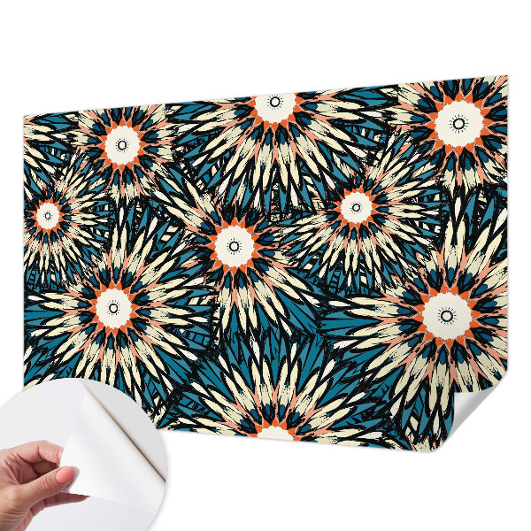 Self-adhesive wall mural with a floral energy design
