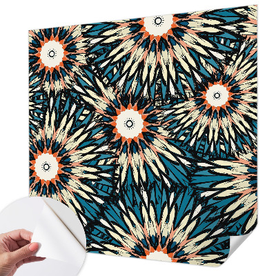 Self-adhesive wall mural with a floral energy design