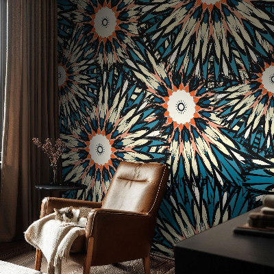 Self-adhesive wall mural with a floral energy design