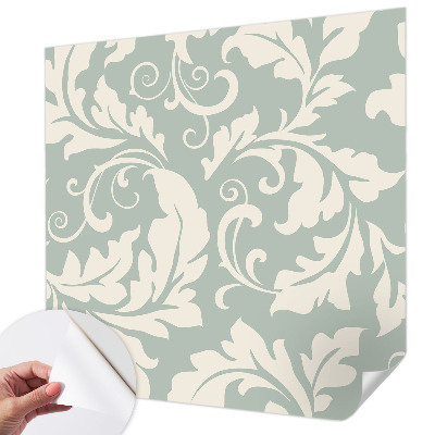 Peel and stick wallpaper mural with a decorative leaves pattern