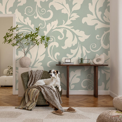 Peel and stick wallpaper mural with a decorative leaves pattern