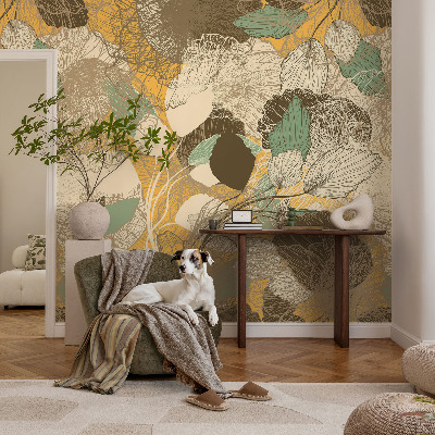 Self-adhesive photo wallpaper with a plant motif