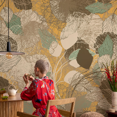 Self-adhesive photo wallpaper with a plant motif