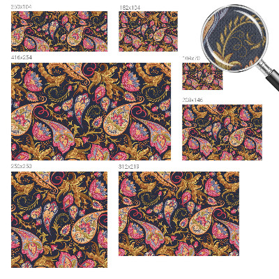 Stick-on wall mural with a colorful paisley pattern