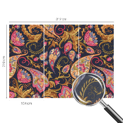 Stick-on wall mural with a colorful paisley pattern