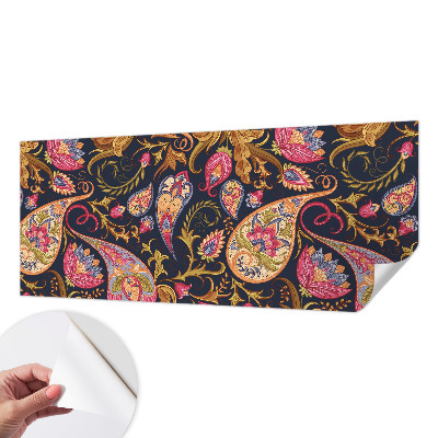 Stick-on wall mural with a colorful paisley pattern