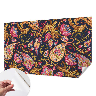 Stick-on wall mural with a colorful paisley pattern