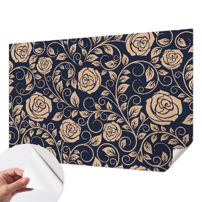Removable wall mural wallpaper with a romantic floral design