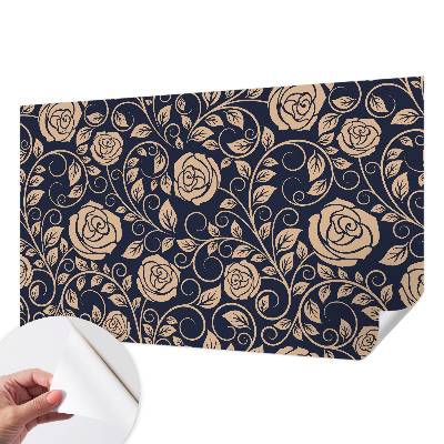 Removable wall mural wallpaper with a romantic floral design