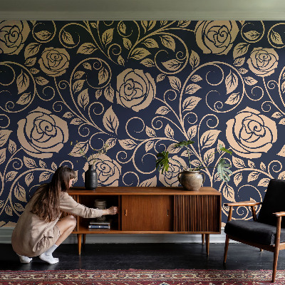 Removable wall mural wallpaper Romantic flowers