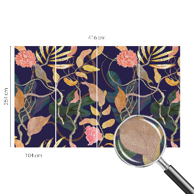 Peel and stick wall mural for living room featuring an elegant plant design