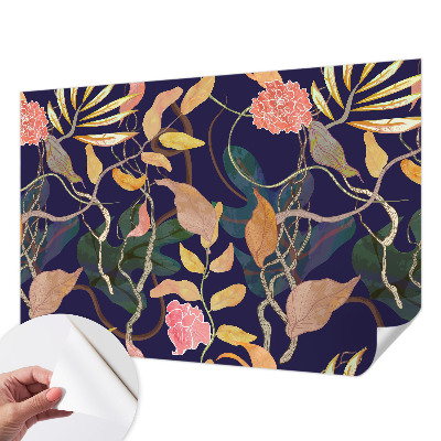 Peel and stick wall mural for living room featuring an elegant plant design