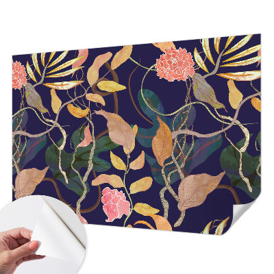 Peel and stick wall mural for living room featuring an elegant plant design