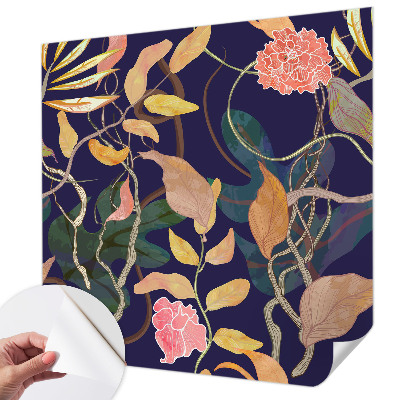 Peel and stick wall mural for living room featuring an elegant plant design