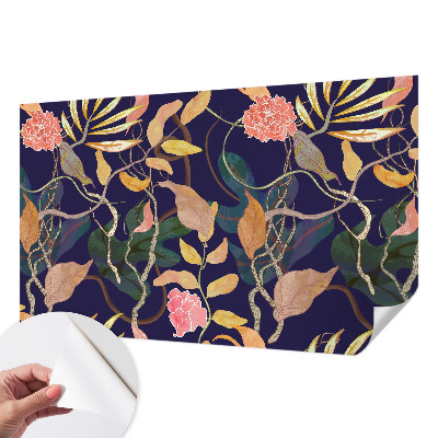 Peel and stick wall mural for living room featuring an elegant plant design