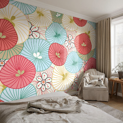 Peel and stick wall mural for bedroom with a floral pattern