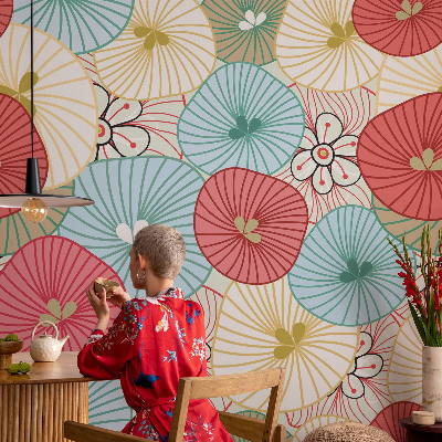 Peel and stick wall mural for bedroom with a floral pattern