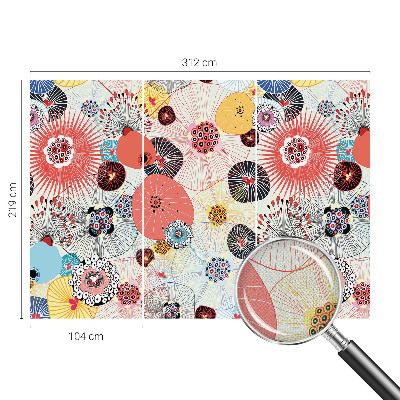 3D wall mural with colorful flowers