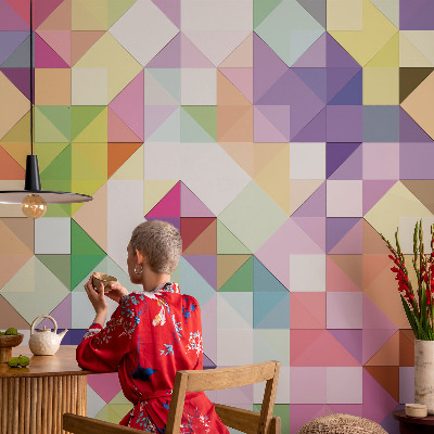 Peel and stick wall mural for kids' room with colorful shapes