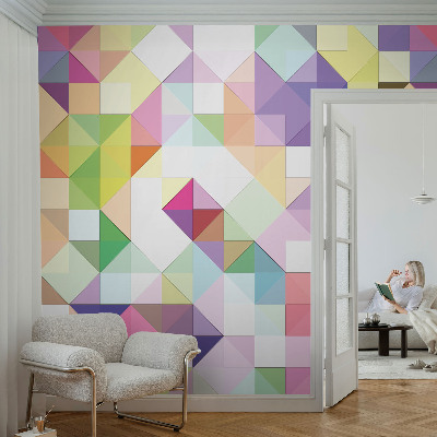 Peel and stick wall mural for kids' room with colorful shapes