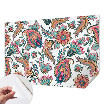 Nursery wall mural with an oriental pattern