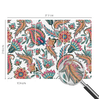 Nursery wall mural with an oriental pattern
