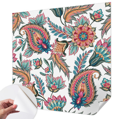 Nursery wall mural with an oriental pattern