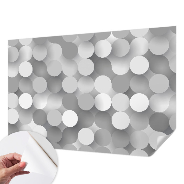Baby room wall mural with a gray circle pattern