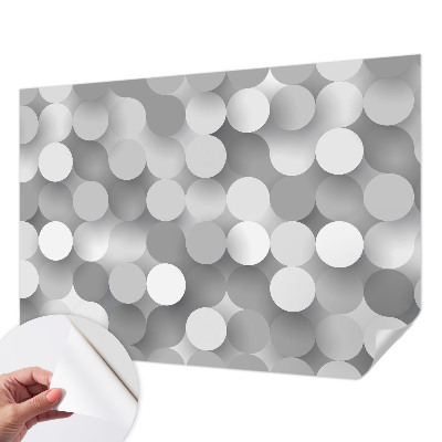 Baby room wall mural with a gray circle pattern