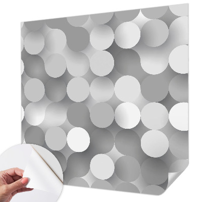 Baby room wall mural with a gray circle pattern
