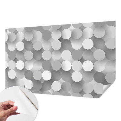 Baby room wall mural with a gray circle pattern