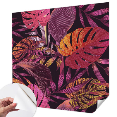 Children's wall mural with an exotic leaves design