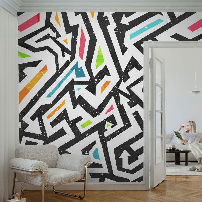 Peel and stick wall mural with an abstract mosaic design