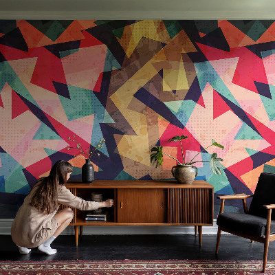 Removable wall mural wallpaper with a colorful pattern