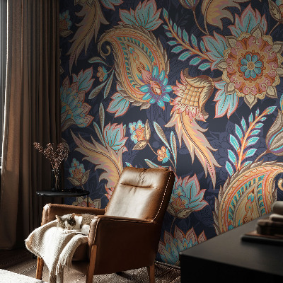 Peel and stick wall mural for living room with a floral pattern