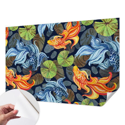 Peel and stick wall mural for bedroom with fish pattern