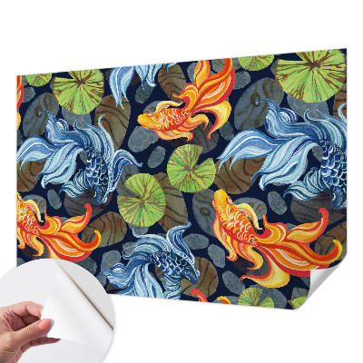 Peel and stick wall mural for bedroom with fish pattern