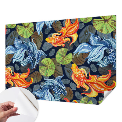 Peel and stick wall mural for bedroom with fish pattern