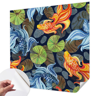 Peel and stick wall mural for bedroom with fish pattern